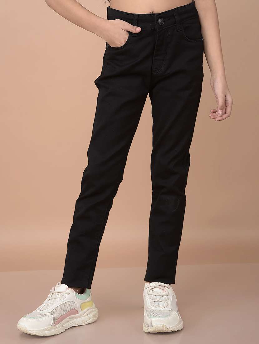 girls black skinny fit plain jeans
