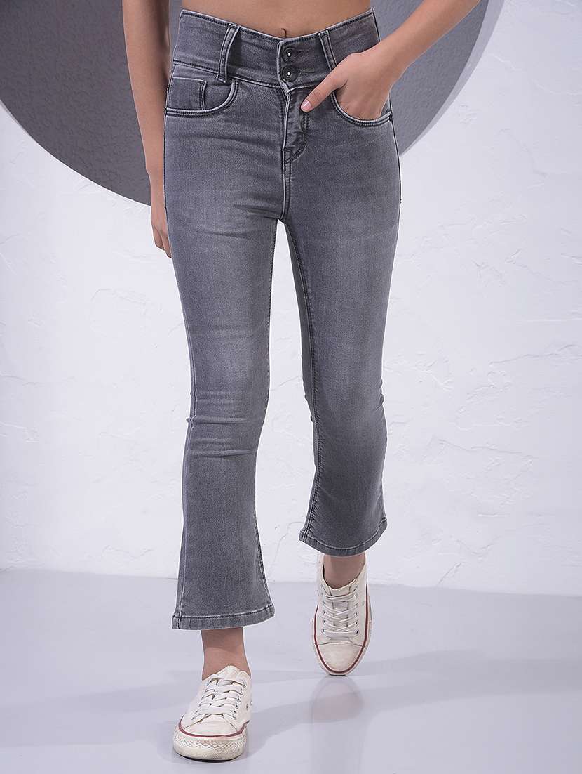 girl black bootcut plain jeans