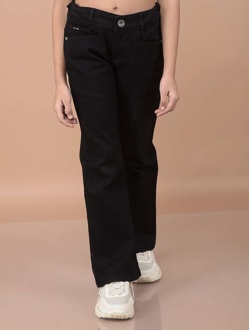 girls black bootcut plain jean