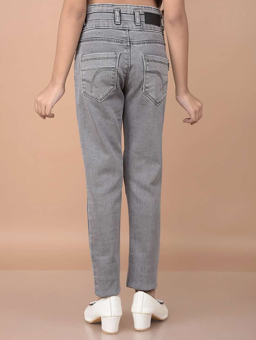 girls grey skinny fit plain jeans - 21688380 -  Standard Image - 3