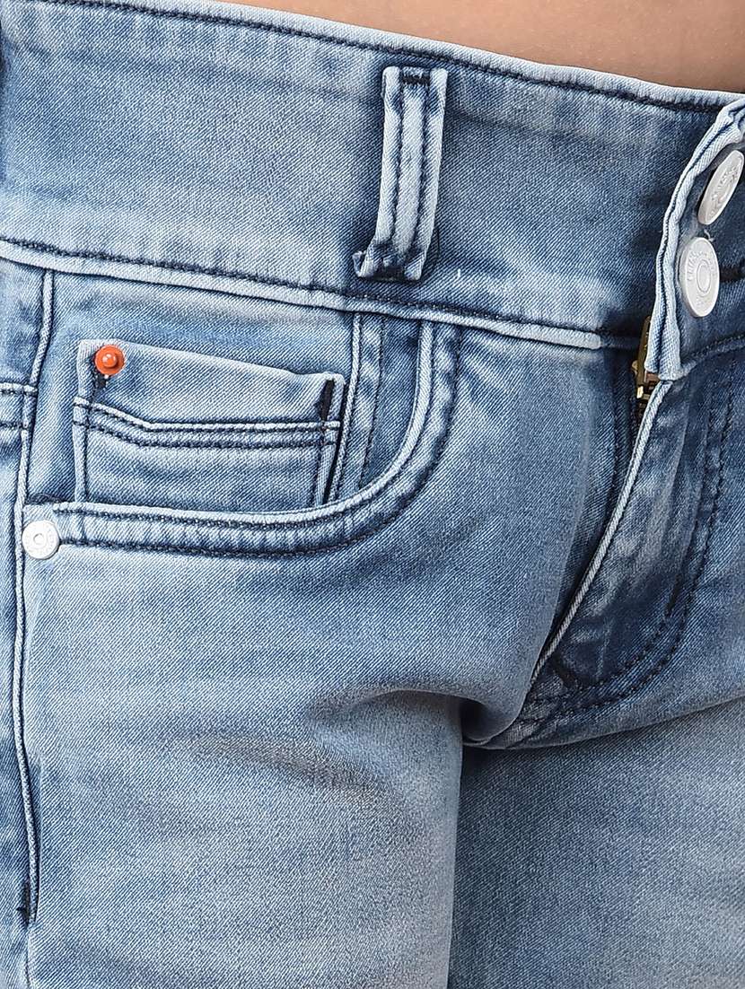 girls blue solid mid rise plain jean - 21688381 -  Standard Image - 5