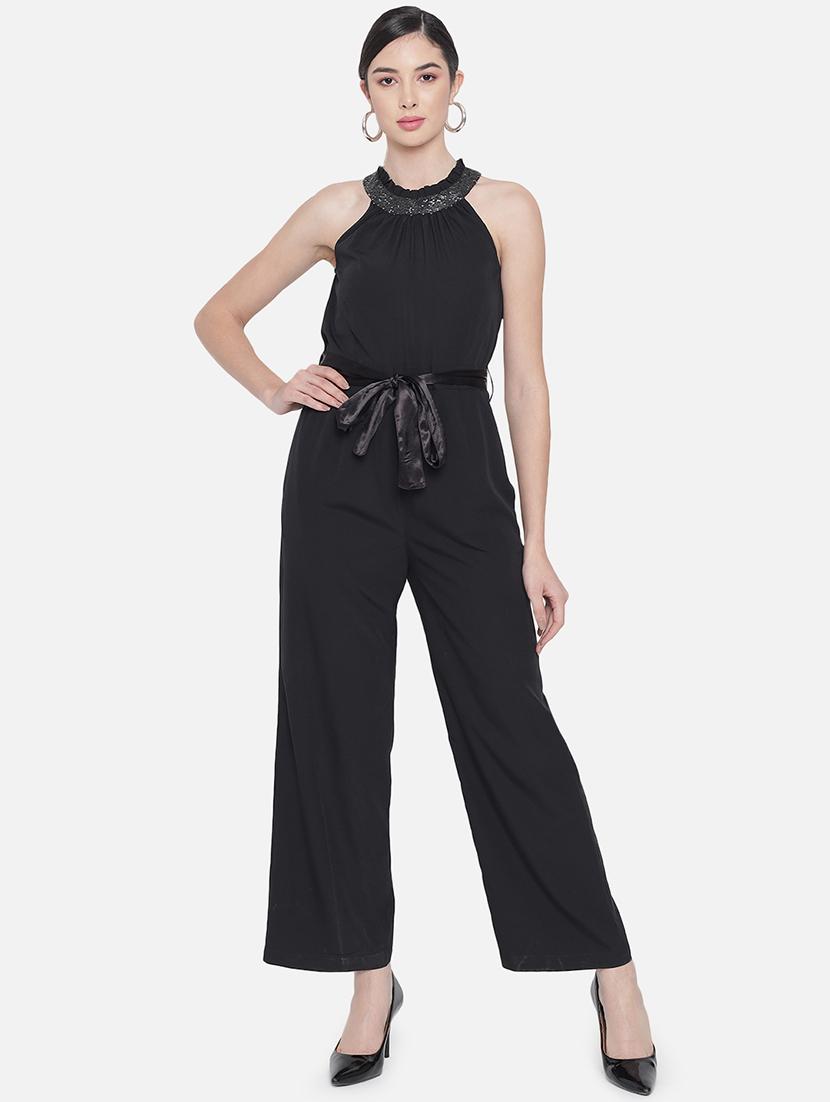 women solid halter neck full length jumpsuit - 21688389 - Zoom Image - 0