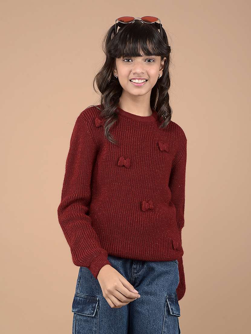 girls self design long sleeve sweater