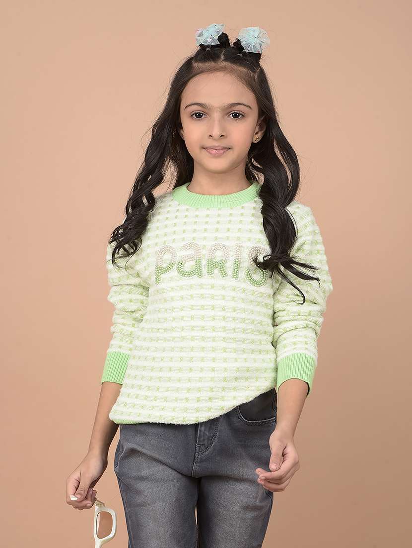 girls self design long sleeve sweater