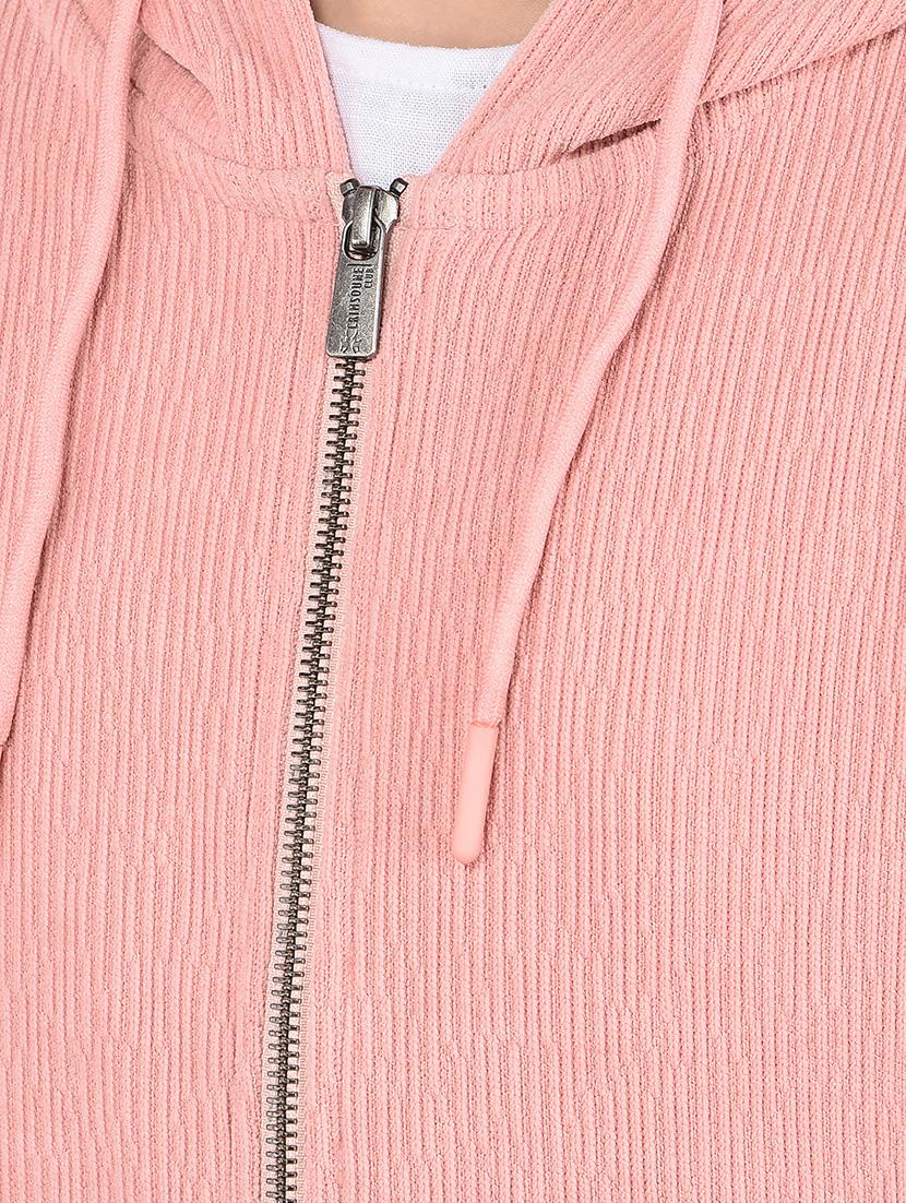 girls peach long sleeve plain hooded sweatshirt - 21688423 - Standard Image - 5