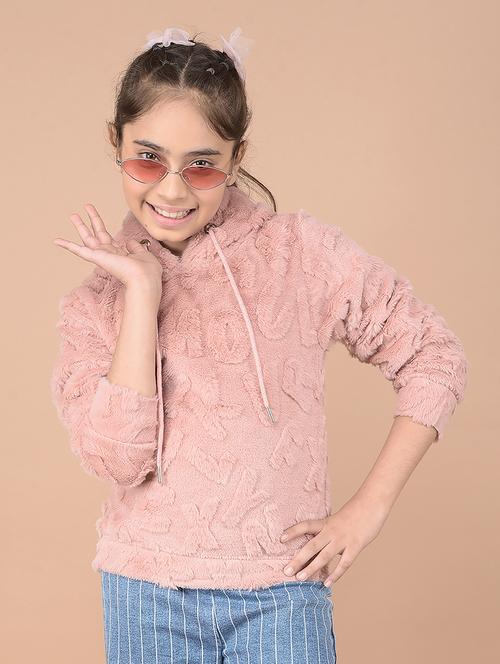 girls peach solid long sleeve sweatshirts - 21688431 -  Standard Image - 0
