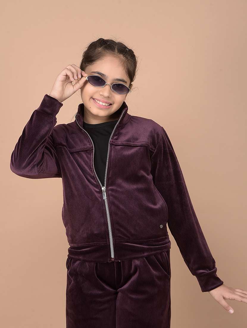 girls purple solid long sleeve sweatshirt - 21688440 -  Zoom Image - 0