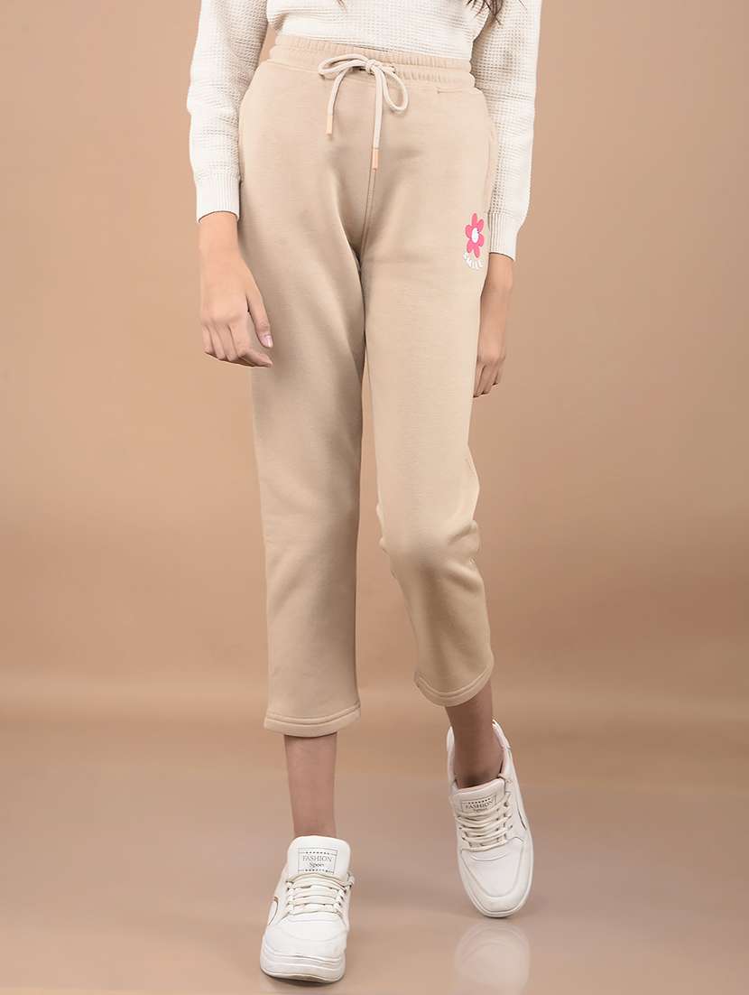 girls beige solid track pants - 21688449 - Zoom Image - 0