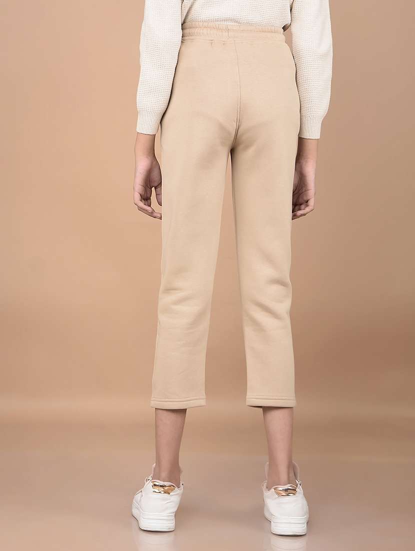 girls beige solid track pants - 21688449 - Standard Image - 3