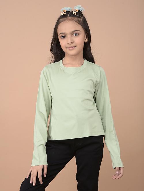 girls green solid long sleeve tees - 21688454 - Standard Image - 0