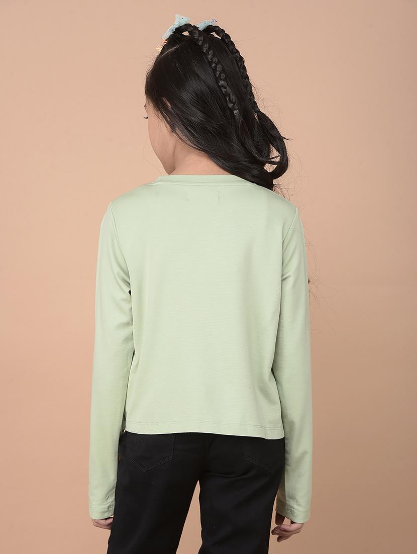 girls green solid long sleeve tees - 21688454 - Standard Image - 3