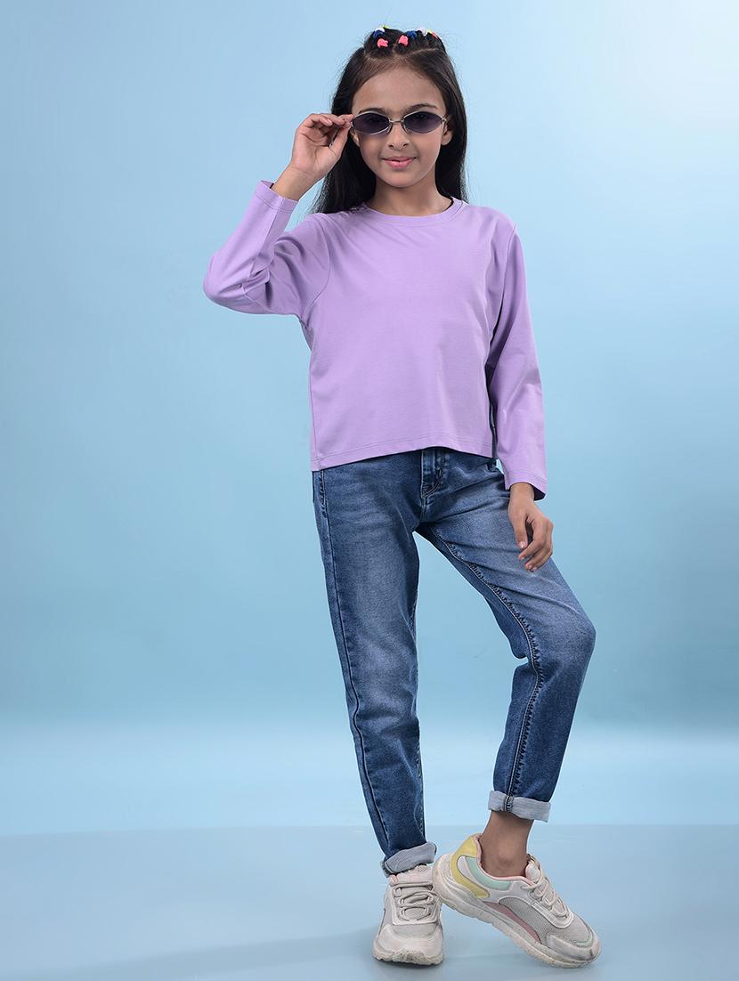 girls light blue solid long sleeve tee - 21688455 - Standard Image - 5