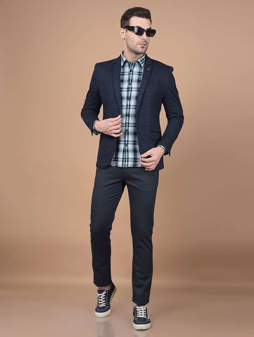 men long sleeves checkered single breasted casual blazer - 21688456 - Standard Image - 3