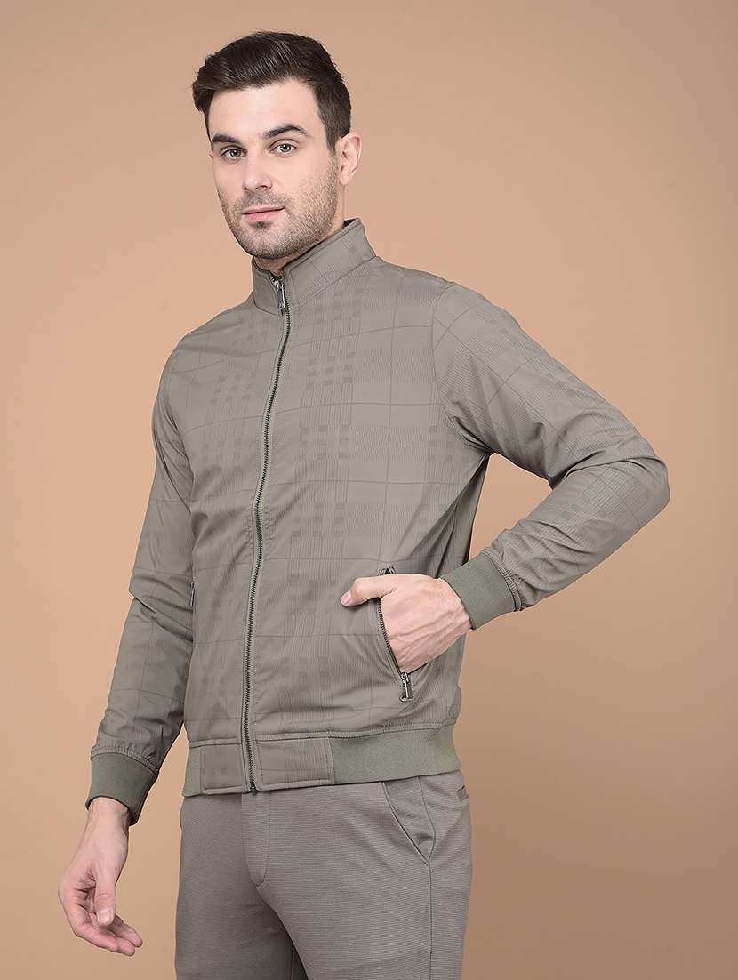 men long sleeves checkered bomber jacket