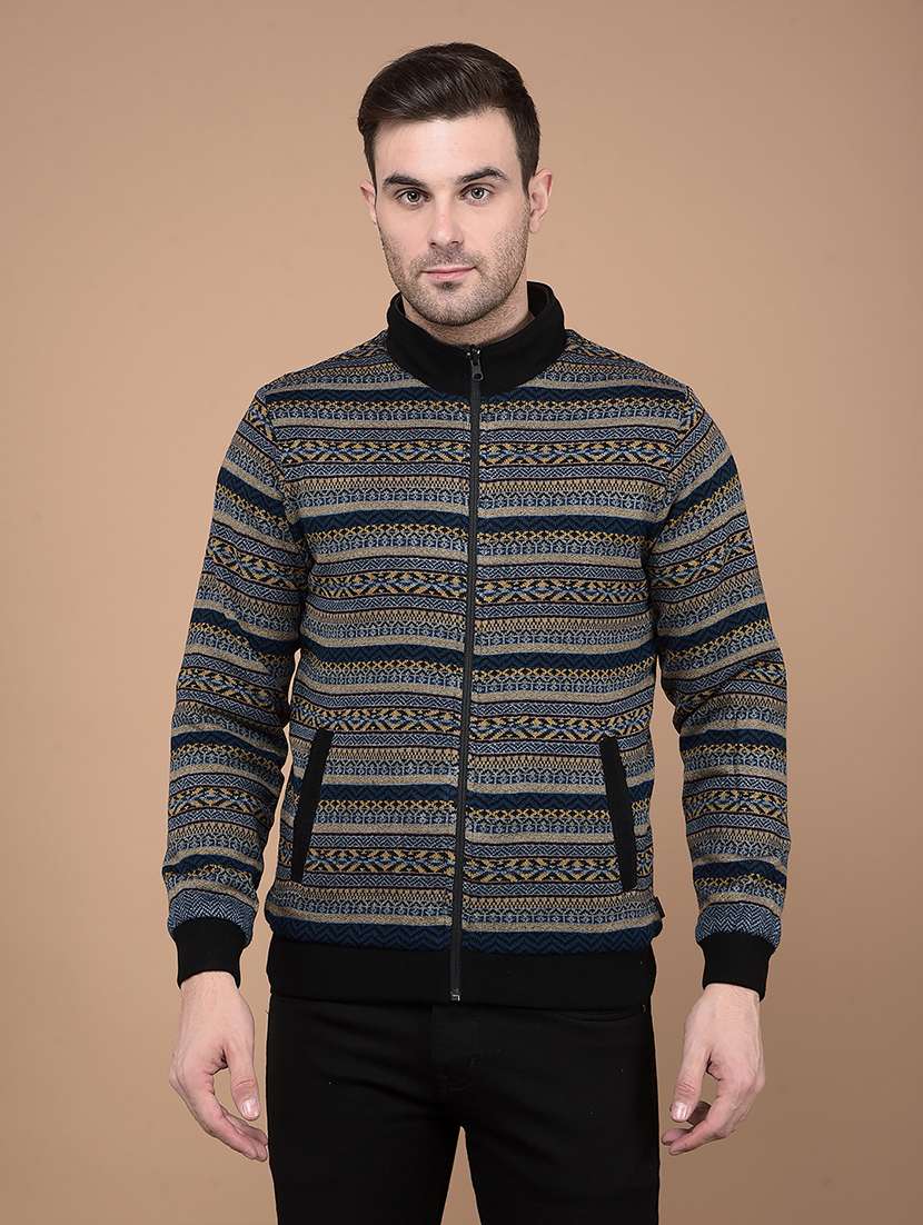 men long sleeves printed reversible casual jacket