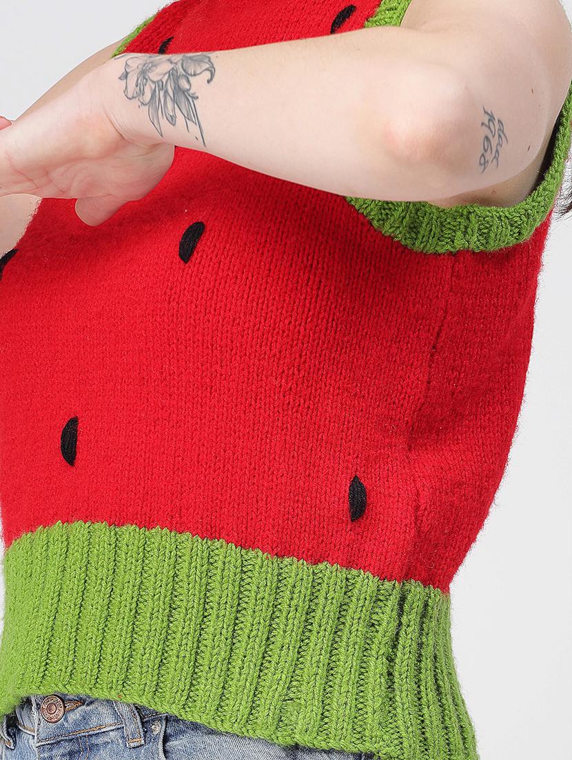 women watermelon patterned color block sleeveless pullover - 21688482 - Standard Image - 5
