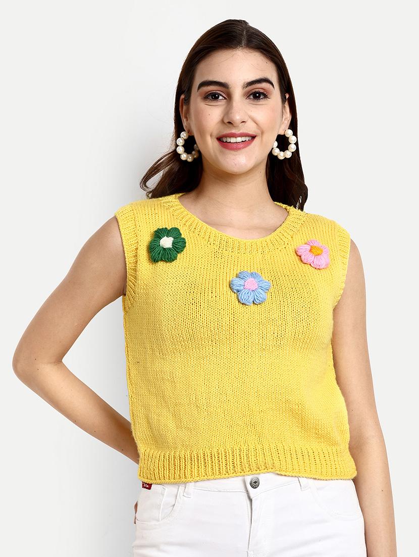 women crochet round neck sleeveless pullover - 21688485 - Zoom Image - 0
