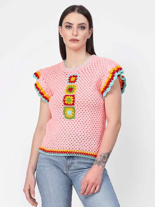 women self designed cap sleeves pullover - 21688490 -  Standard Image - 0