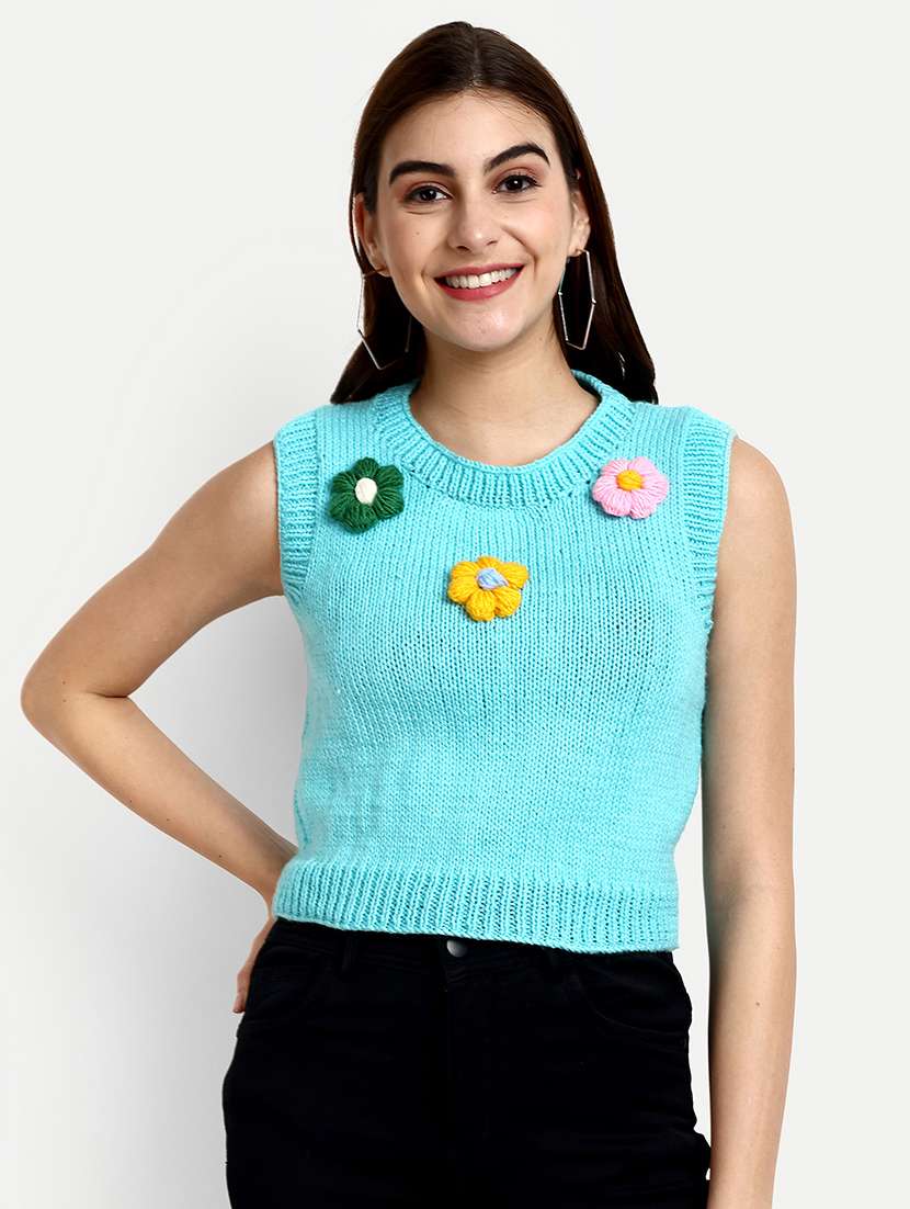 women self designed sleeveless pullover - 21688491 - Zoom Image - 0