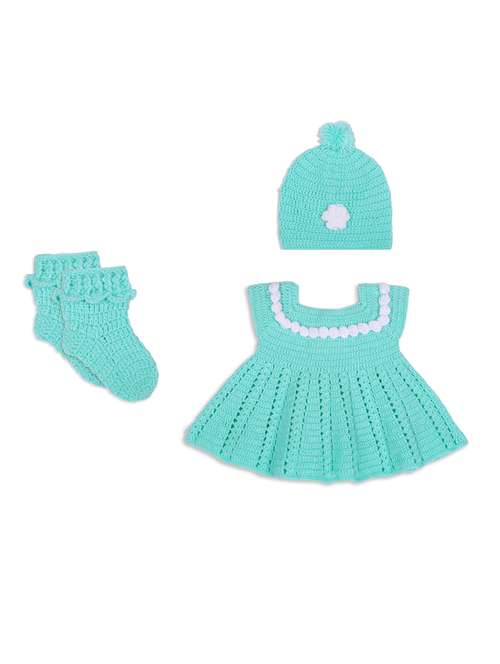 gilrs self design frock with cap & socks - 21688493 -  Standard Image - 0