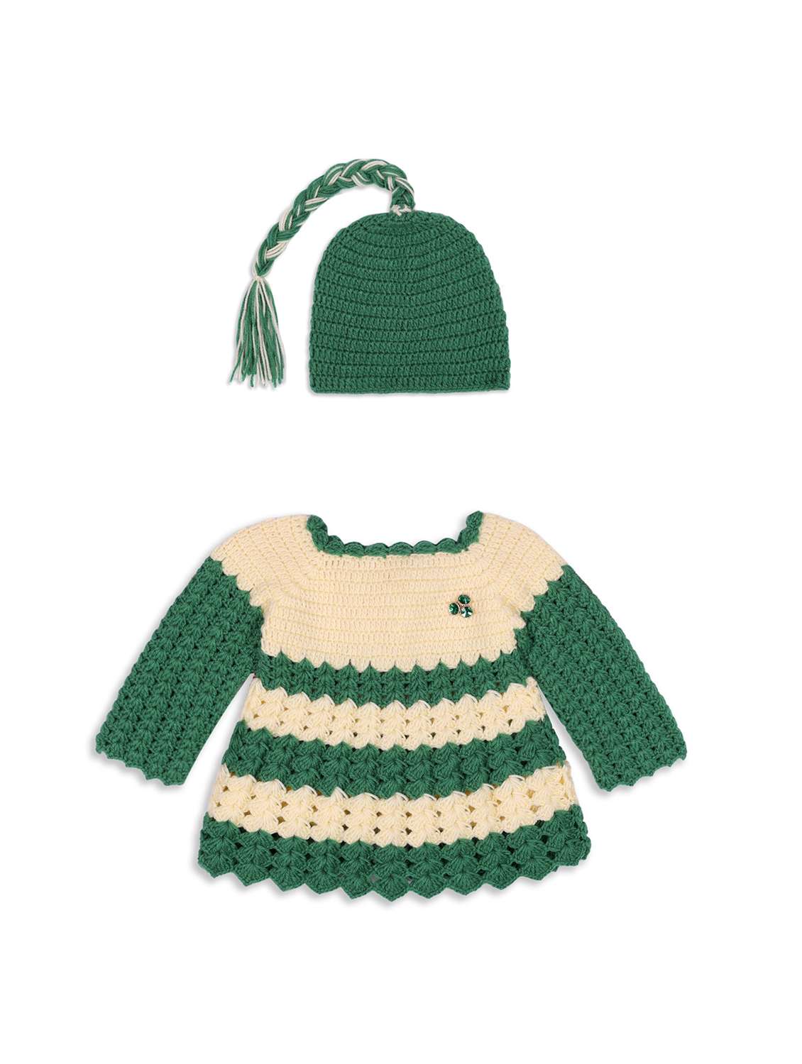 girls self design frock with cap