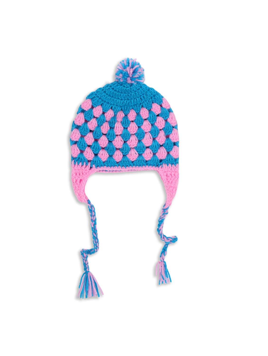 girls blue self design frock and cap - 21688497 - Standard Image - 3