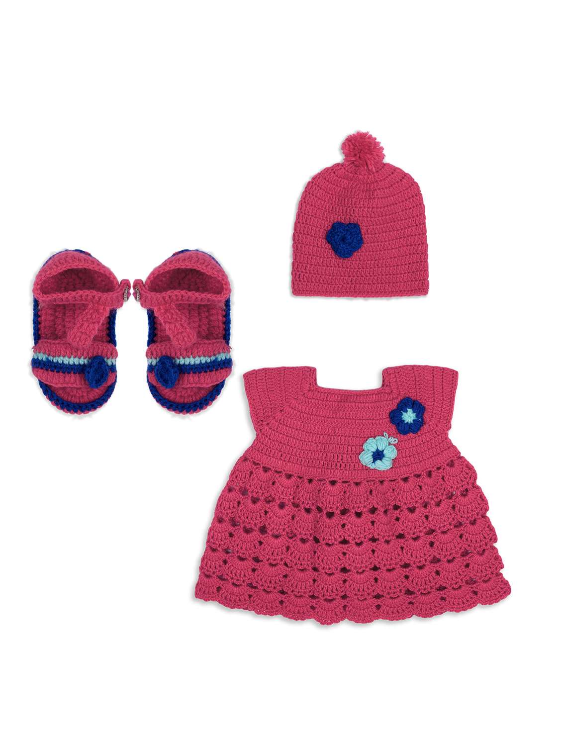 girls self design frock cap & socks set - 21688500 -  Zoom Image - 0