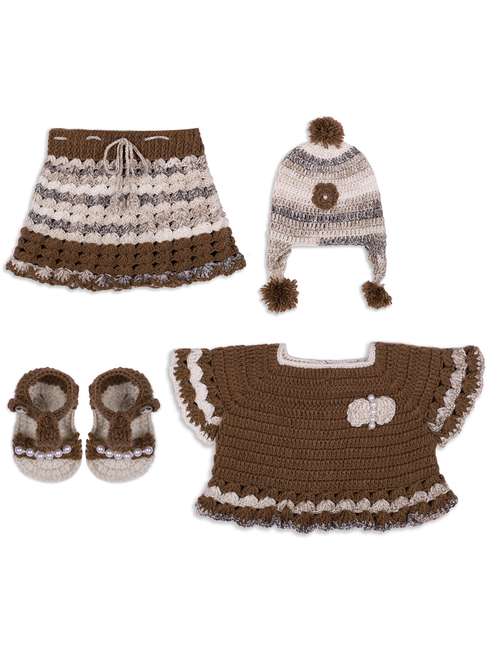 gilrs self design skirt top with cap & socks - 21688501 -  Standard Image - 0