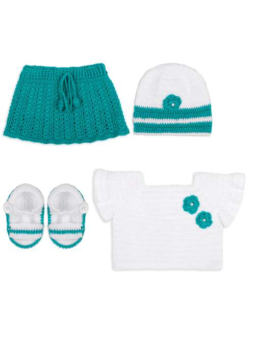gilrs self design skirt top with cap & socks - 21688502 -  Standard Image - 0