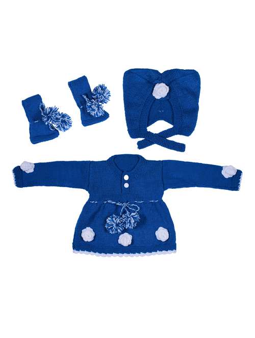 girls self design frock with cap & socks sets - 21688509 -  Standard Image - 0