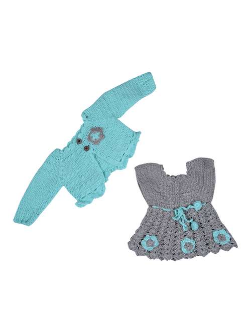 girls self design frock with shrug - 21688510 -  Standard Image - 0