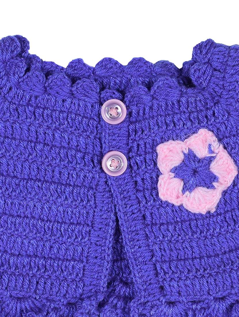 girls pink self design frock and shrug - 21688512 - Standard Image - 5