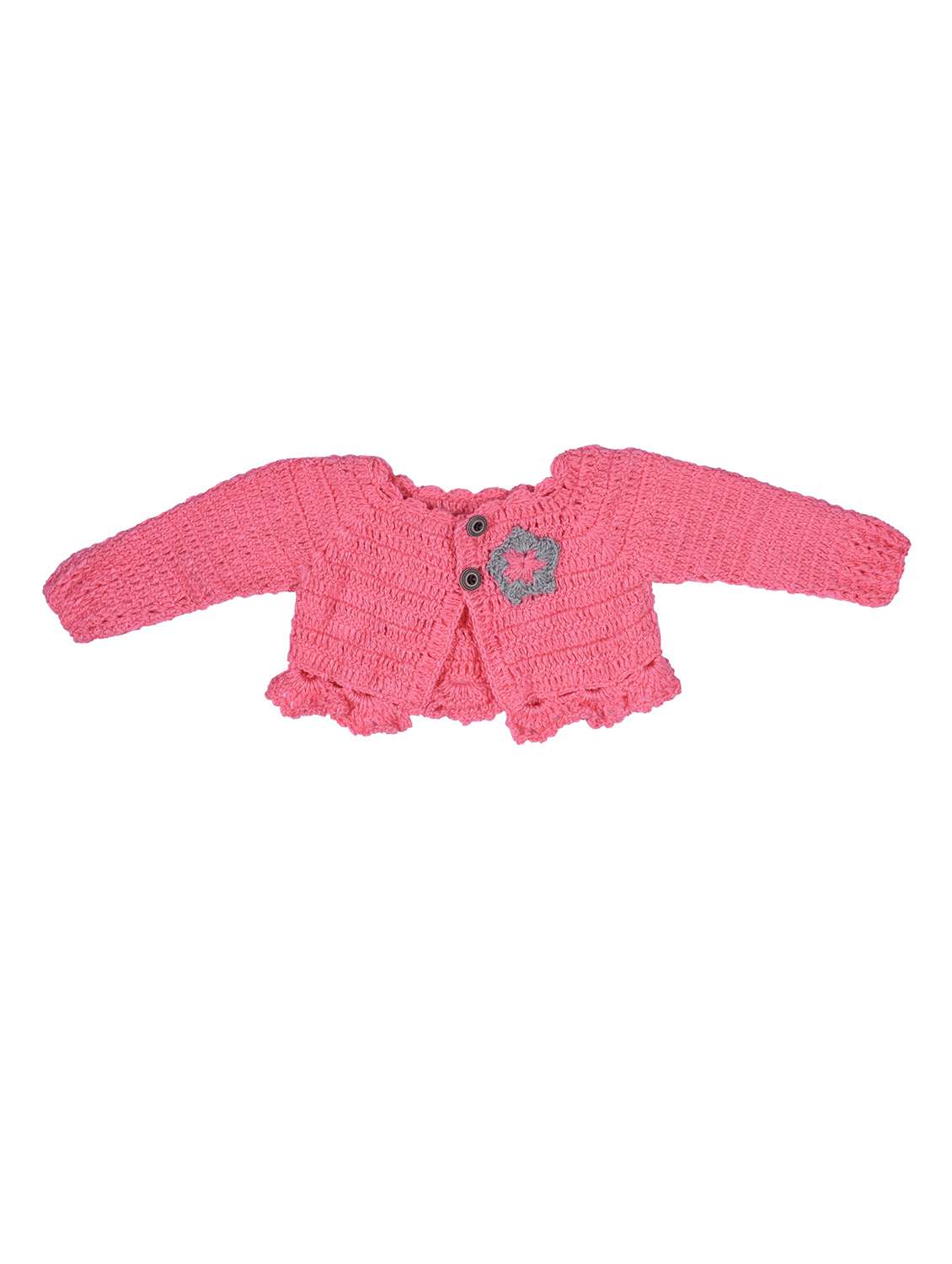 girls grey self design frock and shrug - 21688513 - Standard Image - 3