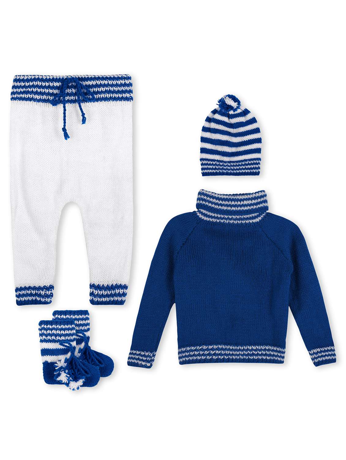 handmade knitted dungaree sweater with cap & shoes