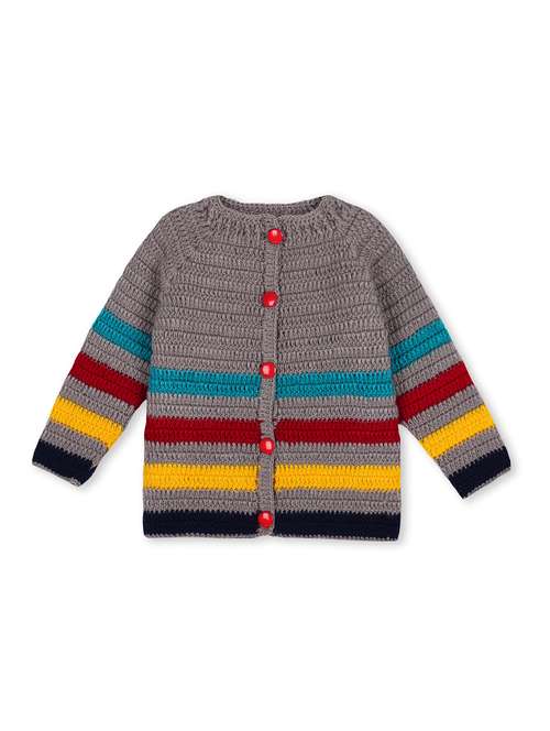 girls self design long sleeve cardigans - 21688599 - Standard Image - 0