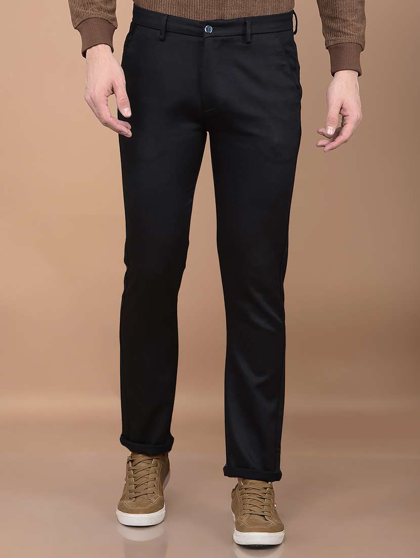 men mid rise solid chinos