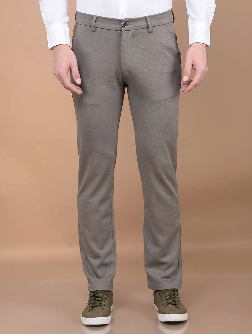 men mid rise solid chinos