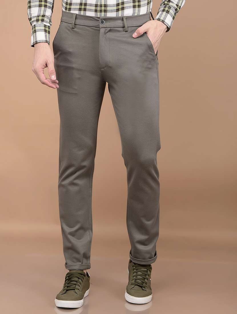 men mid rise solid chinos