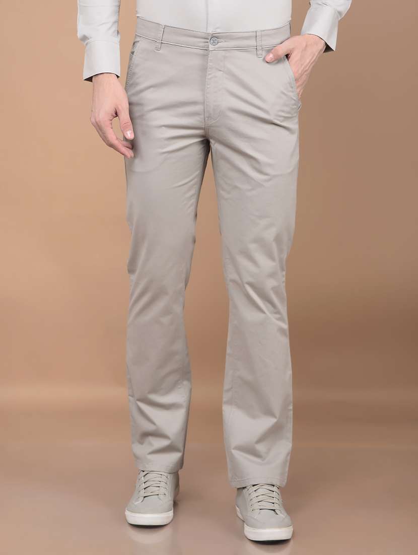 men mid rise solid chinos