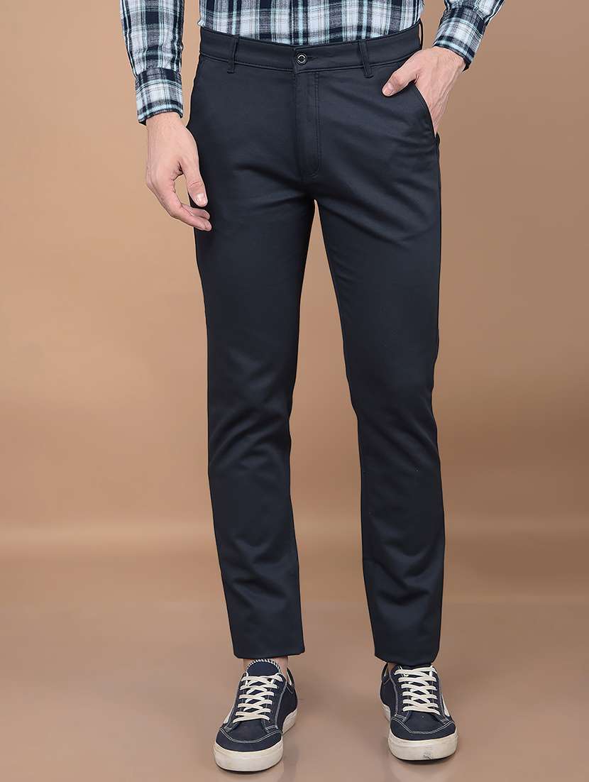 men mid rise solid chinos
