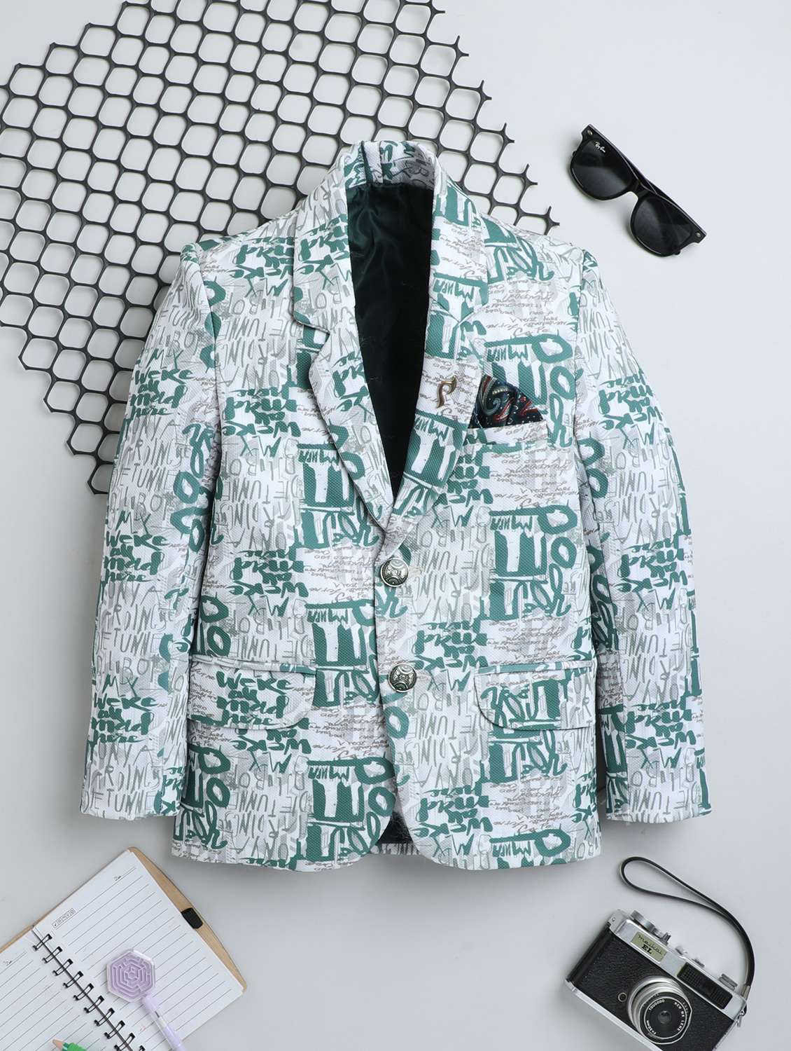 boys printed long sleeve blazer 