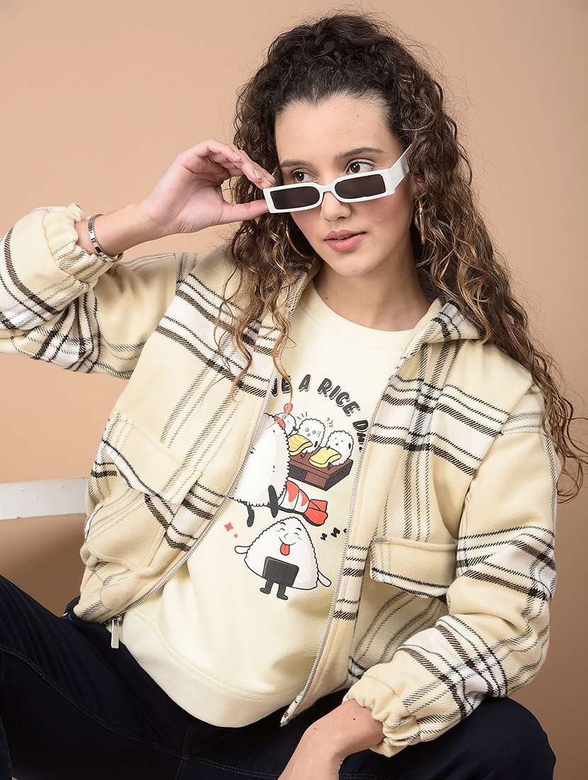 women checkered long sleeve jacket - 21688677 - Standard Image - 3