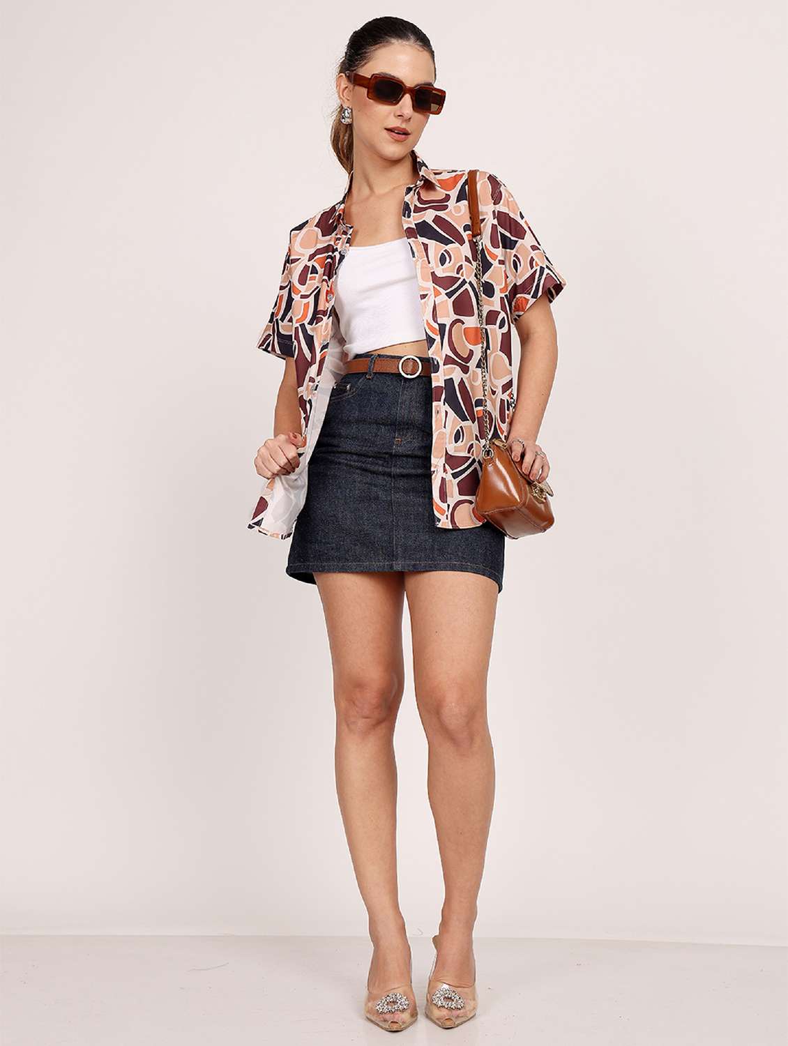 women printed short sleeve casual shirt - 21688716 - Standard Image - 5