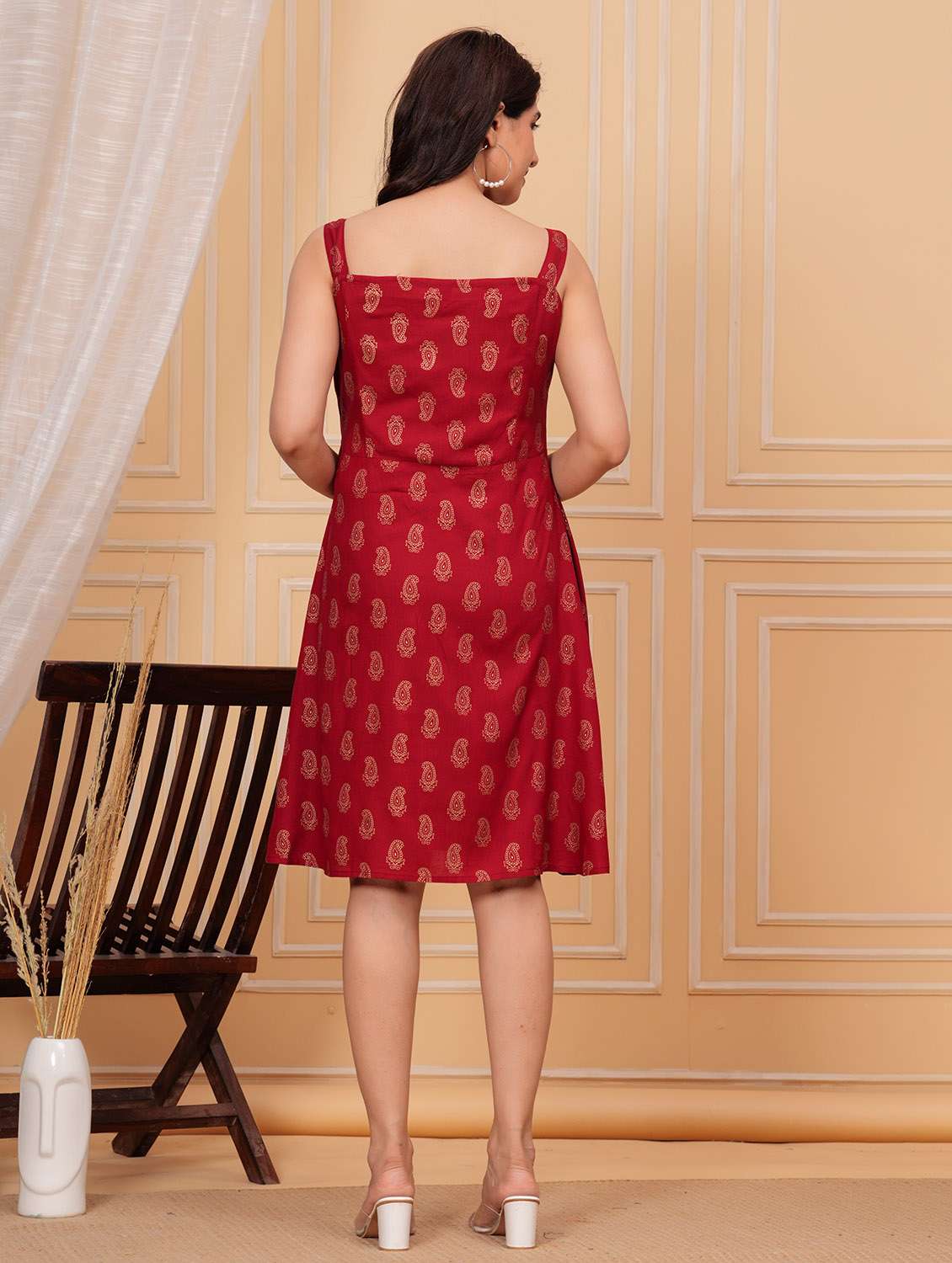 women printed sleeveless fit & flared dress - 21688720 -  Standard Image - 3