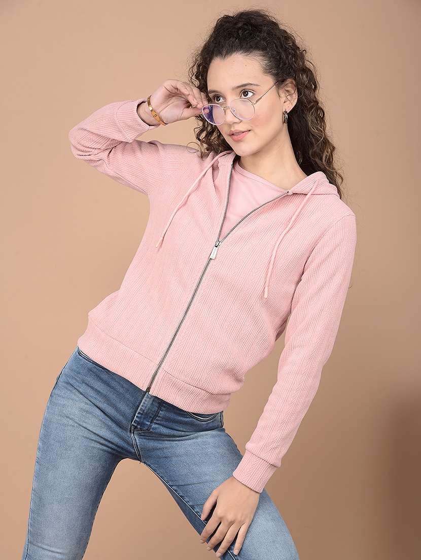 women solid hooded sweatshirt