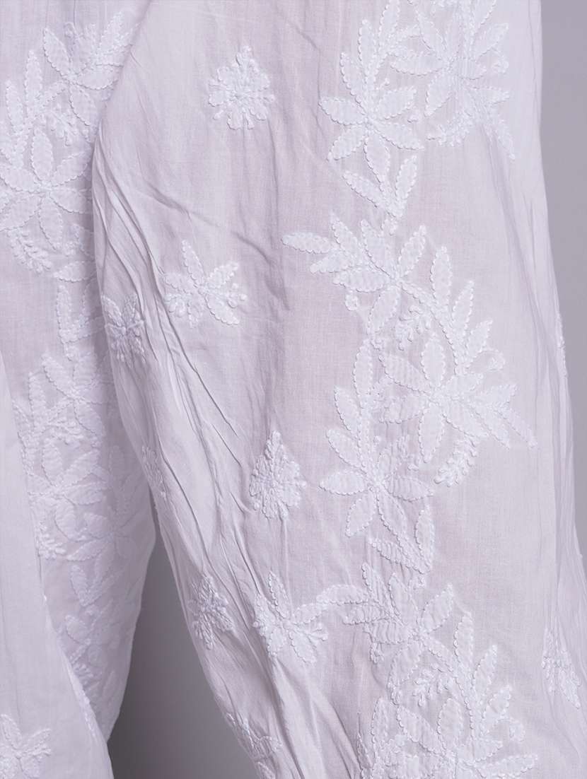 women white solid with work chikankari salwar - 21688776 -  Standard Image - 5