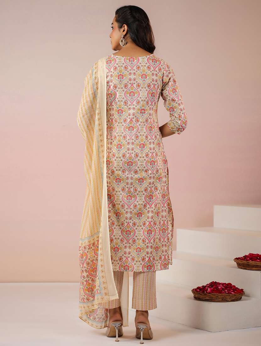 women three quarter sleeve kurta pant with dupatta set - 21688823 -  Standard Image - 5