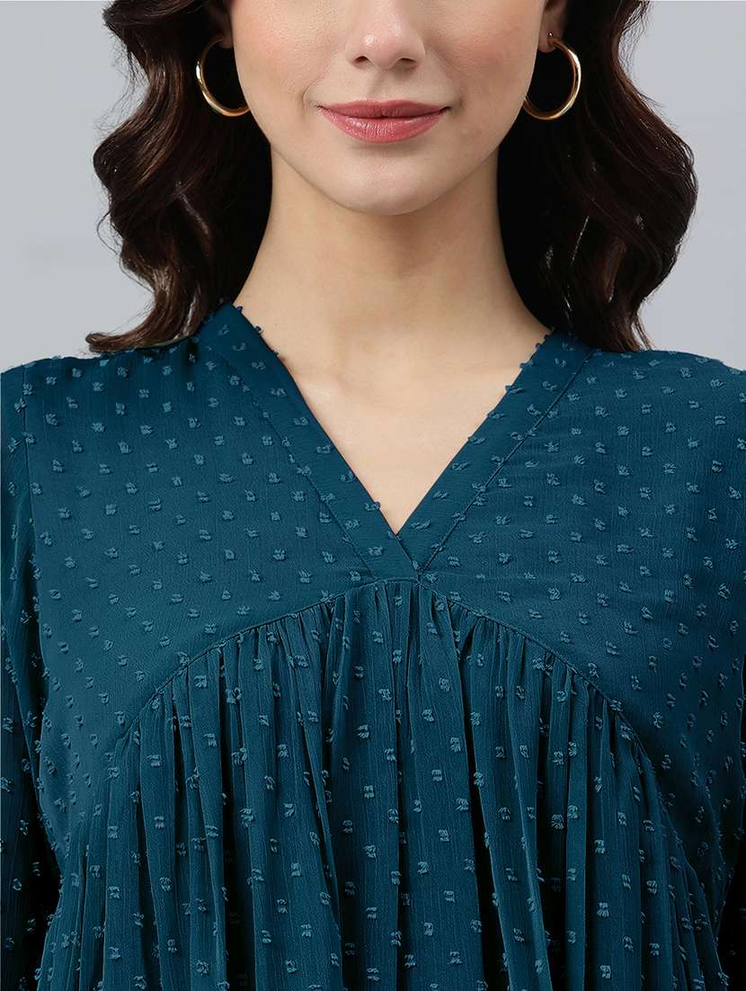 women self design three quarter sleeve flared kurta - 21688834 - Standard Image - 5