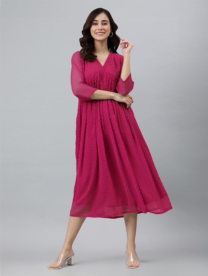 women self design three quarter sleeve flared kurta - 21688835 -  Zoom Image - 0