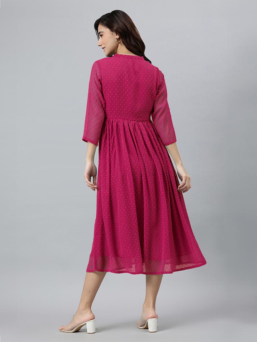women self design three quarter sleeve flared kurta - 21688835 - Standard Image - 3